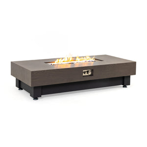 English Elm 60-INCH Modern Fire Pit Table with Stainless Steel Burner, Rain Cover, Propane Heater for Patio Gatherings Black,Walnut W3131P333699
