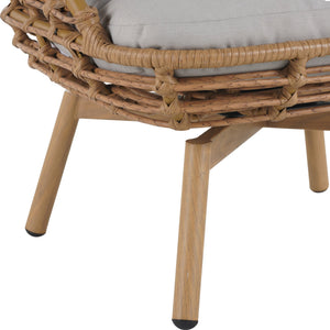 English Elm Christopher Knight Home® - Ellis Outdoor Wicker High-Back Swivel Lounge Chair with Teak Legs, 360° Pivot, Weatherproof Rattan & Cushions N775P271983B