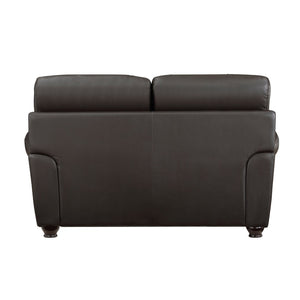 English Elm Traditional Top-grain Leather Sofa Set with Nailhead Trim and Espresso Wood Legs B011S01041