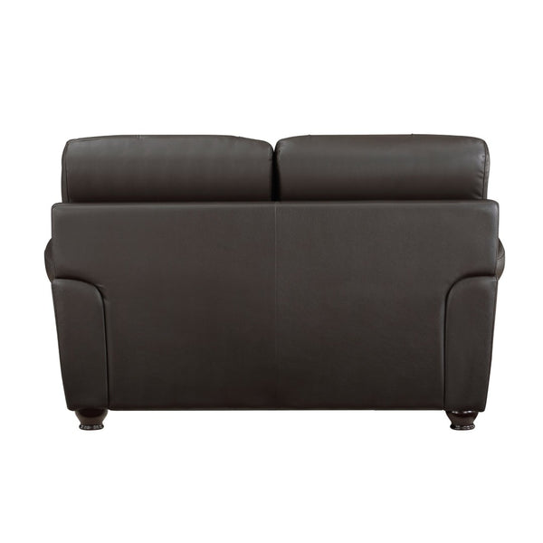 English Elm Traditional Top-grain Leather Sofa Set with Nailhead Trim and Espresso Wood Legs B011S01041