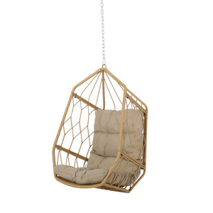 English Elm Christopher Knight Home® - TAMARA Cozy Brown Fabric Hanging Chair with 8ft Chain — Comfortable Patio Seat, Durable 32.8x25.8x15" 71694.00LTN