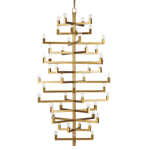Andre Grande Brass Chandelier - Stunning 52-Light Modern Fixture for Tall Foyers & Great Rooms