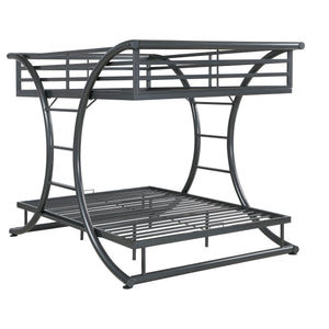 English Elm Weston Gunmetal Bunk Bed with Curved Metal Frame, Industrial Grey Finish, Full over Full Stylish Stack B062S00825