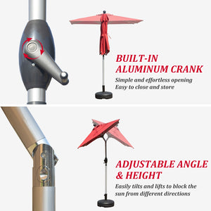 English Elm Rectangle Patio Umbrella With Crank Lift & Tilt Function - Stylish Brick Red Shade For Outdoor Comfort W1859P320940-GIGA