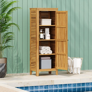 English Elm Christopher Knight Home® - Whitney Acacia Wood Cabinet Teak Finish — Durable Indoor/Outdoor Storage 62" Tall, Easy Assembly, Spacious N775P177407T
