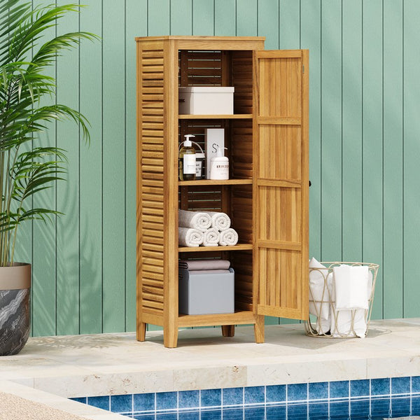 English Elm Christopher Knight Home® - Whitney Acacia Wood Cabinet Teak Finish — Durable Indoor/Outdoor Storage 62" Tall, Easy Assembly, Spacious N775P177407T