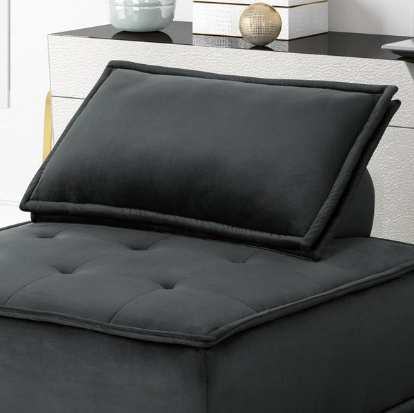 English Elm Aveline Tufted Velvet Armless Lounge Chair Modular Low Profile Accent Seating Black B2749P413193
