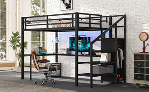 English Elm Full Size Pine Loft Bed House Frame with Slide Bookshelves and Moon Star Rails W1580S00286