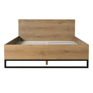 English Elm Christopher Knight Home® - Engineered Wood Queen Bed Frame - Modern Two-Tone Design In Natural & Black, Sturdy & Stylish Support N770P283038N_N770P283039N