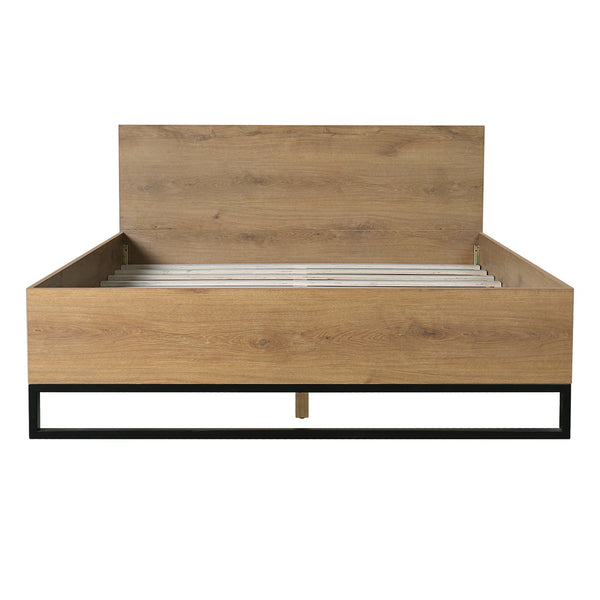 English Elm Christopher Knight Home® - Engineered Wood Queen Bed Frame - Modern Two-Tone Design In Natural & Black, Sturdy & Stylish Support N770P283038N_N770P283039N