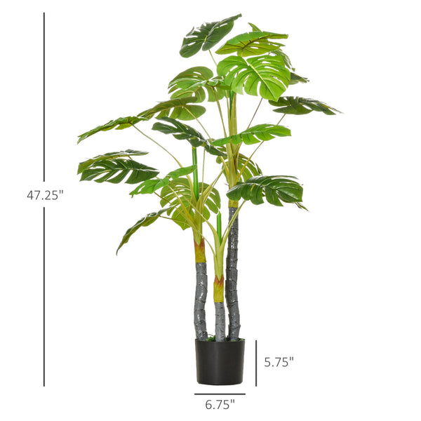 English Elm HOMCOM Realistic 4FT Monstera Tree in Nursery Pot, 924 Lifelike Leaves, Durable Outdoor/Indoor Decor W2225P217283