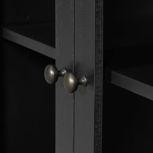 English Elm Christopher Knight Home® - Cabinet roomy storage console with 2 doors, 7 drawers, glass accents and manufactured wood build, large Black N780P330601B
