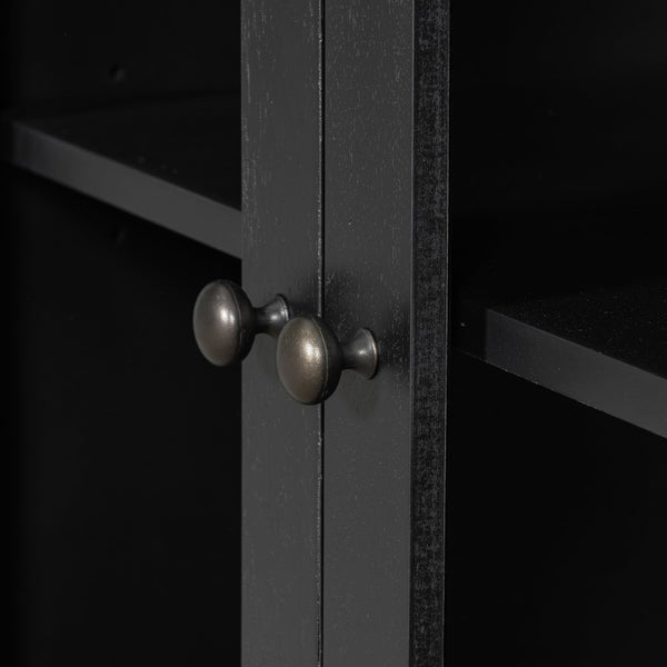English Elm Christopher Knight Home® - Cabinet roomy storage console with 2 doors, 7 drawers, glass accents and manufactured wood build, large Black N780P330601B