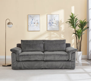 English Elm 74" Corduroy Loveseat Plush 2-seater Sofa with Pillow Arms for Compact Living Spaces Gray W1669P368988