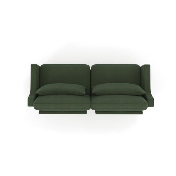 English Elm Two chenille two-seater sofa with ergonomic lumbar support, tufted elegant design, sturdy wood frame, plush sponge cushions, versatile for living rooms and reading nooks Green W714S01213
