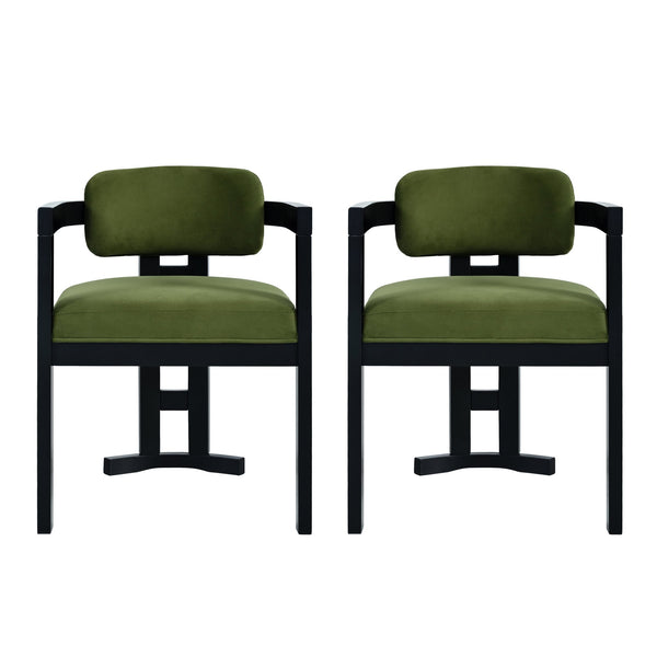 English Elm Christopher Knight Home® - Indoor Upholstered Wood Dining Chair Set of 2 with Durable Rubberwood Frame, Cozy Fabric Upholstery, Timeless Style Black+Green N768P221635E