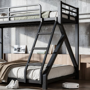 English Elm Twin Xl Over Queen Metal Bunk Bed Low Profile Steel Frame for Guest Rooms W5305S00032