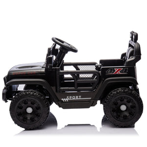 English Elm 24v Kids Ride on Car with Parental Remote Four Wheel Suspension Led Lights Bluetooth Black W1578P235080