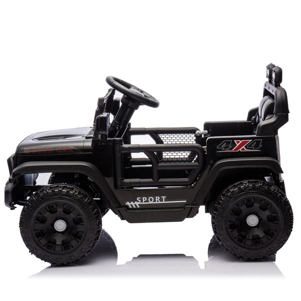 English Elm 24v Kids Ride on Car with Parental Remote Four Wheel Suspension Led Lights Bluetooth Black W1578P235080