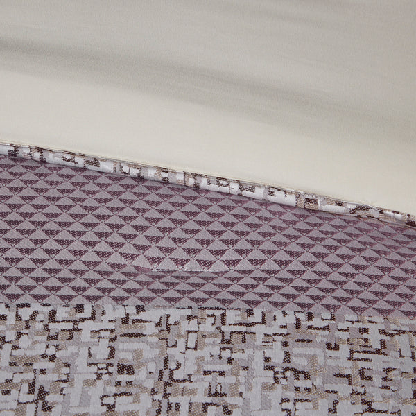 English Elm 7 Jacquard Comforter Set King with Striped Motif, Beige Reverse, Embroidered Decorative Pillows, Machine Washable Purple 18.5 L x 14.17 W x 11.81 H B03597201