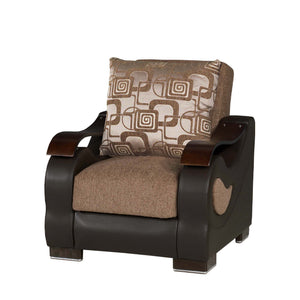 English Elm PrimeNest Urbanova Convertible Upholstered Armchair with Storage, Chenille Comfort & Space-Saving Design Brown B030P286224