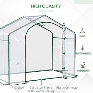 English Elm Outsunny 6' X 3' X 5' Walk-In Greenhouse With Pvc Cover, Zippered Door, Steel Frame For Year-Round Growth W2225P174456-GIGA