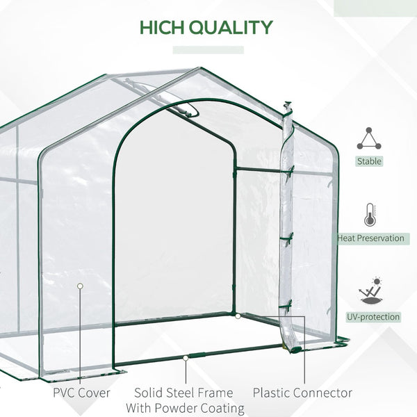 English Elm Outsunny 6' X 3' X 5' Walk-In Greenhouse With Pvc Cover, Zippered Door, Steel Frame For Year-Round Growth W2225P174456-GIGA