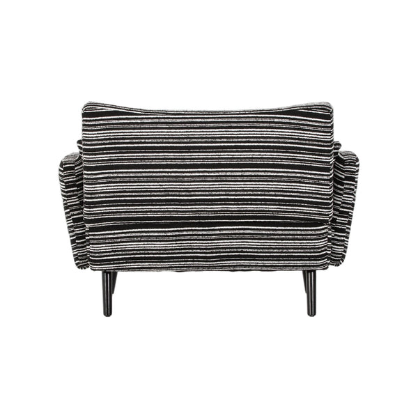 English Elm Modern tufted two-seater sofa with boucle upholstery, tapered legs, storage pockets, cozy compact design Black W395P376591