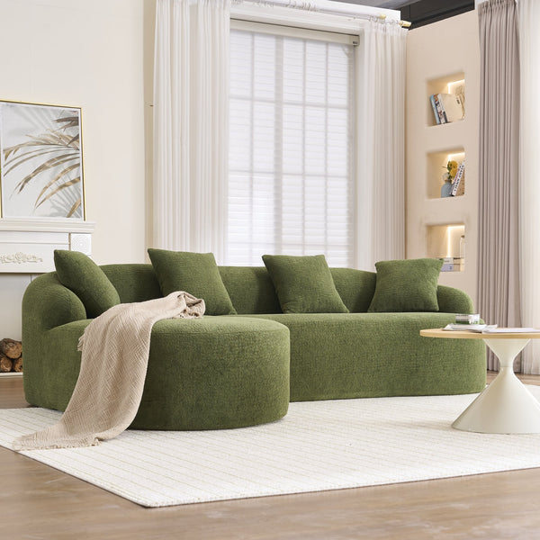 English Elm Compression Compression Sponge Sofa Curved Modular Sectional with 30D High-Density Chenille Sleeper for Cozy Apartment Living Room Comfort and Safe Rounded Design Antique Green,Green W2231S00031