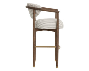 Sunpan SIGRID Barstool - Antique Brown with Gifford Script Upholstery for Stylish Kitchen & Bar Seating 112741