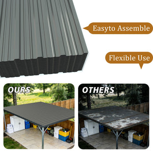 English Elm 20 Pcs Galvanized Steel Corrugated Roofing Panels Waterproof Shed Garage Outdoor W3213P431188