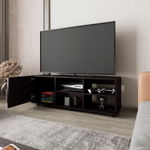 English Elm FM Parker TV Stand with Door and Open Shelves for Large TVs, Minimalist Storage and Modern Style Wenge 53 L x 21 W x 5 H B128P269886