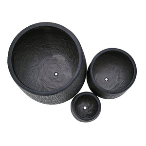 English Elm U_style Egg Shaped Mgo Stone Look Planters Set of 3 Sculptural Pots for Patio Garden N711P406659B