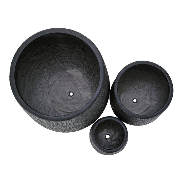 English Elm U_style Egg Shaped Mgo Stone Look Planters Set of 3 Sculptural Pots for Patio Garden N711P406659B