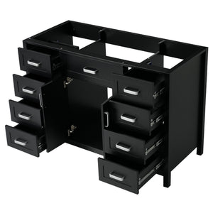 English Elm Christopher Knight Home® - 47" Bathroom Vanity Cabinet Base with 2 Soft-Close Doors & 8 Drawers, Pine Legs, Modern Classic Appeal Black N759P337621B