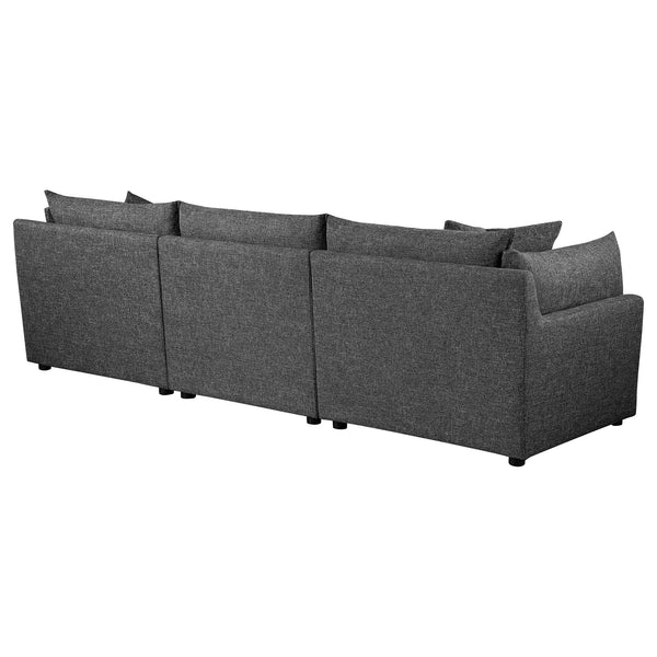 English Elm Tomasina Modern Barely Black 3-Piece Sofa with Plush Cushions, Padded Arms & Accent Pillows for Cozy Lounging and Stylish Modular Seating (115"W) B062S01276