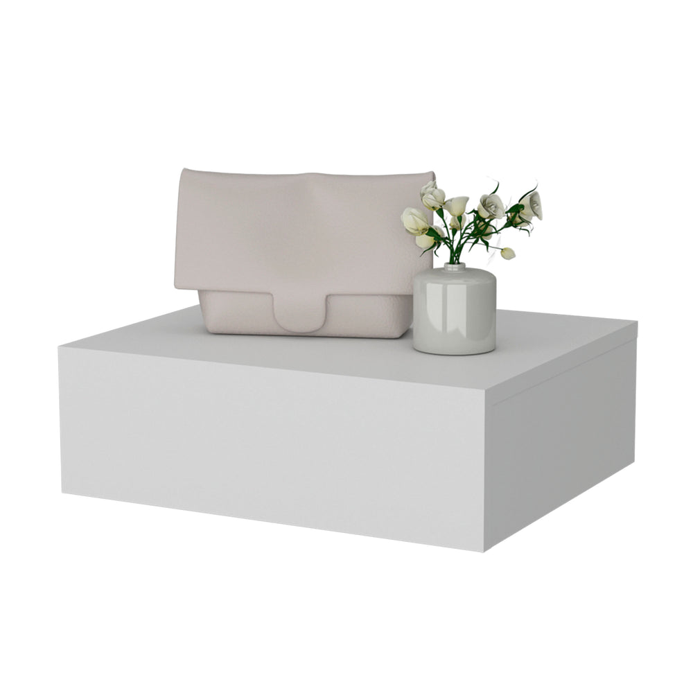 English Elm Vienna Floating Nightstand Wall-Mounted White with Spacious Drawer, Durable Engineered Wood Design B128P176112