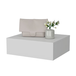 English Elm Vienna Floating Nightstand Wall-Mounted White with Spacious Drawer, Durable Engineered Wood Design B128P176112