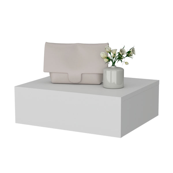 English Elm Vienna Floating Nightstand Wall-Mounted White with Spacious Drawer, Durable Engineered Wood Design B128P176112