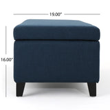 Hearth and Haven Xenon Fabric Upholstered Storage Bench with Birch Wood Legs, Navy Blue 73766.00FNBLU