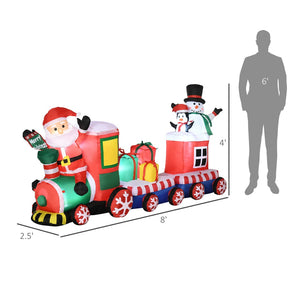 English Elm Outsunny 8Ft Inflatable Christmas Train With Santa, Snowman, Penguin & Gifts – Led Yard Decor! W2225P229102-GIGA