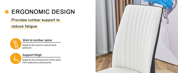 English Elm 4 Modern Dining Chair Set – Stylish White & Grey High-Back Pu Chairs With Sturdy Black Legs, 4-Pack W1151P192238