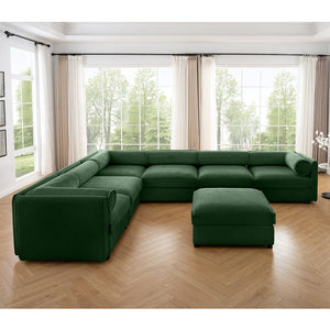English Elm Large Modular Sectional Sofa with Chenille Comfort, Cylindrical Support, Storage & Easy Assembly Green W714S01066