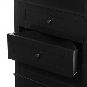 English Elm Black Triangle Tall Cabinet with 3 Drawers, Adjustable Shelf, Painted MDF, Anti-Tip, Stylish Storage N725P247409B