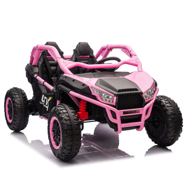 English Elm 24v Two Seater Kids Utv with Parental Remote Dual Motors Four Wheel Suspension Led Pink W1578P198434