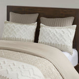 INK+IVY Mila Global Inspired 3 Piece Cotton Duvet Cover Set with Chenille Tufting II12-1126 Taupe