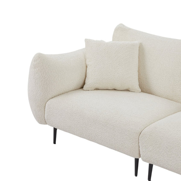 English Elm Oversized Sherpa Loveseat Sofa - Plush 2-Seater With Metal Legs & Pillows For Modern Living Spaces W542S00052-GIGA