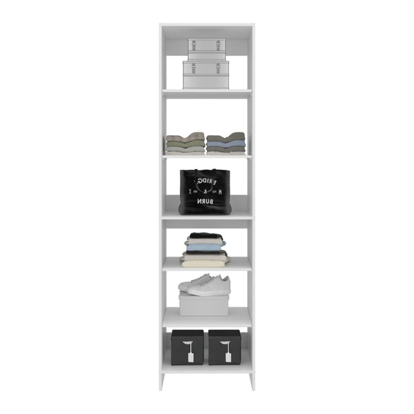 English Elm Cabot Six Shelf Tall Wardrobe Closet White Melamine Vertical Bedroom Storage B097S00243