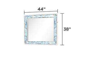 English Elm Laguna Modern Mirror with Blue Translucent Marble Frame, LED Lighting & Crystal Accents, 44"W x 38"H B009P270824