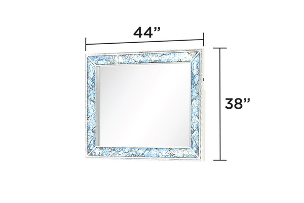 English Elm Laguna Modern Wood Frame Mirror with Blue Marble Accents, Crystal Embellishments & LED Lighting G150108981